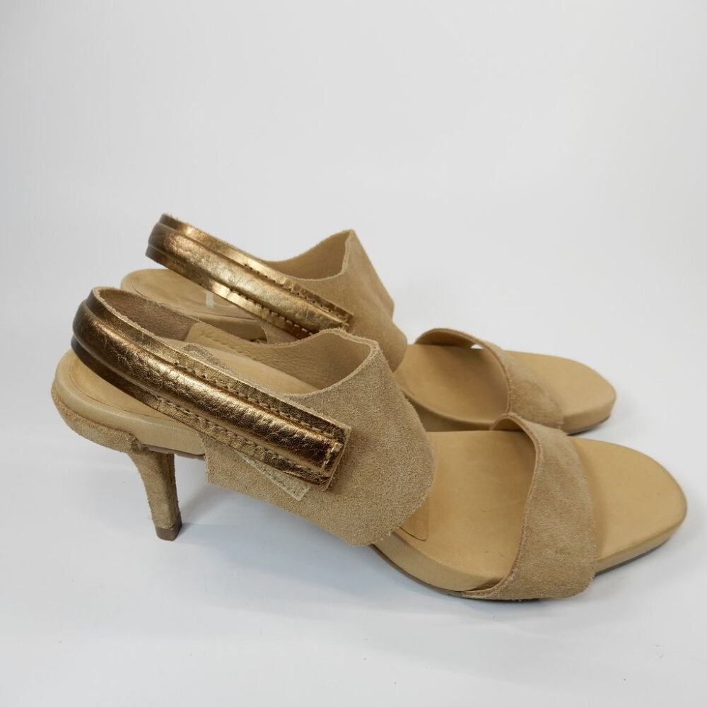 PEDRO GARCIA Celena Suede Slingback Sandals Size 37 7 Beige Heels NEW - Picture 5 of 12